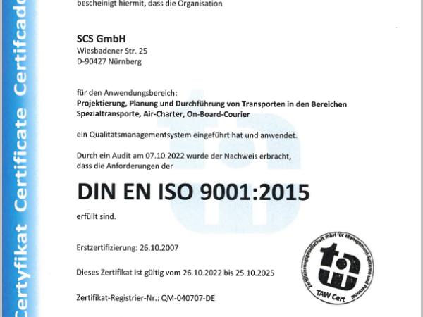 Zertifikat DIN EN ISO 9001:2015